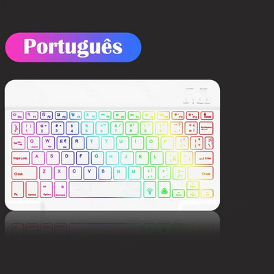 Λευκό 10 ιντσών με οπίσθιο φωτισμό για iPad Πληκτρολόγιο με οπίσθιο φωτισμό Πληκτρολόγιο Bluetooth για Ασύρματο πληκτρολόγιο IOS Android Windows