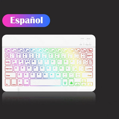 Λευκό 10 ιντσών με οπίσθιο φωτισμό για iPad Πληκτρολόγιο με οπίσθιο φωτισμό Πληκτρολόγιο Bluetooth για Ασύρματο πληκτρολόγιο IOS Android Windows