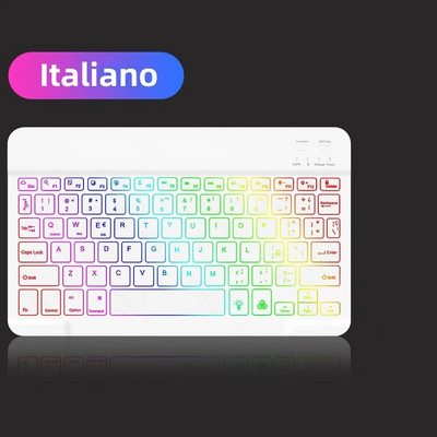 Λευκό 10 ιντσών με οπίσθιο φωτισμό για iPad Πληκτρολόγιο με οπίσθιο φωτισμό Πληκτρολόγιο Bluetooth για Ασύρματο πληκτρολόγιο IOS Android Windows