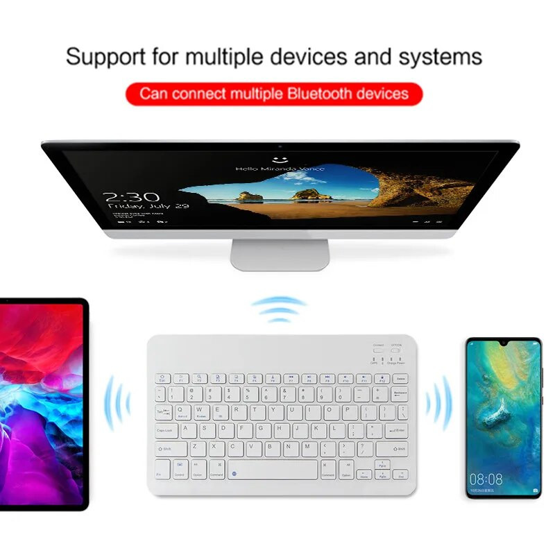 AJIUYU mini Bluetooth tastatūra bezvadu tastatūra, uzlādējama tālrunim planšetdatoram Huawei Xiaomi Samsung Android operētājsistēmai Windows