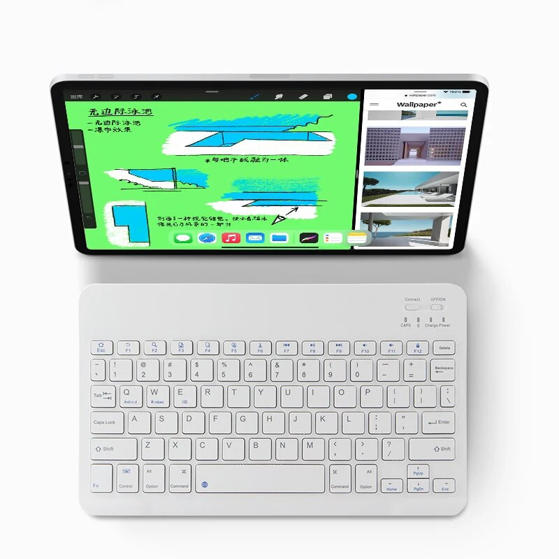 AJIUYU mini Bluetooth tastatūra bezvadu tastatūra, uzlādējama tālrunim planšetdatoram Huawei Xiaomi Samsung Android operētājsistēmai Windows