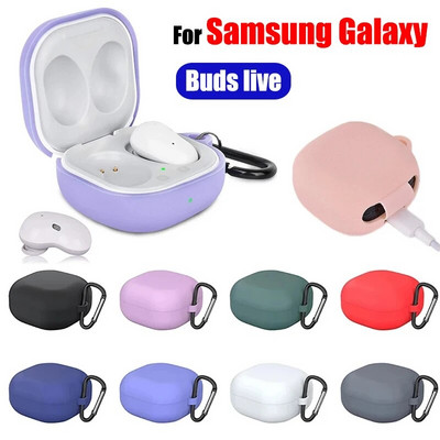 Защитен калъф за безжични Bluetooth слушалки за слушалки Samsung Galaxy Buds Live Удароустойчив силиконов капак против загуба с кука