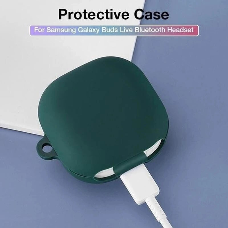 Bezvadu Bluetooth austiņu aizsargvāciņš priekš Samsung Galaxy Buds Live Earphone Triecienizturīgs silikona vāciņš ar āķi