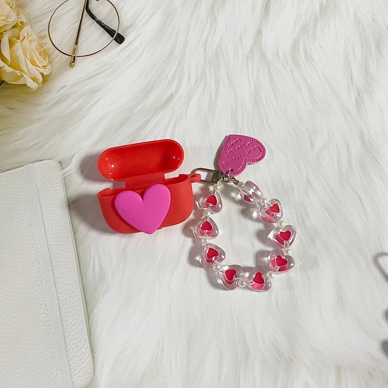 Για JBL TUNE BEAM Case Cute Love Κάλυμμα σιλικόνης ακουστικών με θήκη WristChain Lanyard για κάλυμμα δοκού JBL tune fudnas