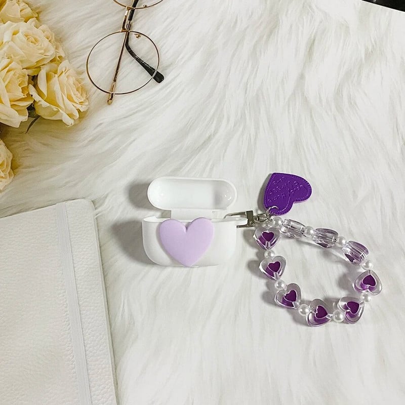 Για JBL TUNE BEAM Case Cute Love Κάλυμμα σιλικόνης ακουστικών με θήκη WristChain Lanyard για κάλυμμα δοκού JBL tune fudnas