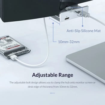 4 θύρες USB 3.0 HUB με τροφοδοτικό Προσαρμογέας διαχωριστή USB3.0 τύπου κλιπ Πολλαπλός διαχωριστής 5G Μετάδοση δεδομένων υψηλής ταχύτητας για φορητό υπολογιστή