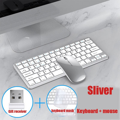 Ασύρματο πληκτρολόγιο Bluetooth Σετ ποντικιού Ασύρματα επαναφορτιζόμενα Combo Silent ποντίκια για φορητό υπολογιστή Android IOS IPAD, υπολογιστή Windows