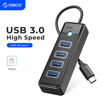 Splitter ORICO-Multi Type C, 4 porturi, HUB USB 3.0, 5 Gbps, de mare viteză, Adaptor OTG pentru PC, Accesorii pentru computer, Macbook Pro