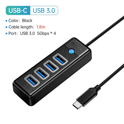 Splitter ORICO-Multi Type C, 4 porturi, HUB USB 3.0, 5 Gbps, de mare viteză, Adaptor OTG pentru PC, Accesorii pentru computer, Macbook Pro