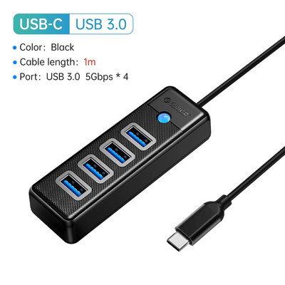 Splitter ORICO-Multi Type C, 4 porturi, HUB USB 3.0, 5 Gbps, de mare viteză, Adaptor OTG pentru PC, Accesorii pentru computer, Macbook Pro