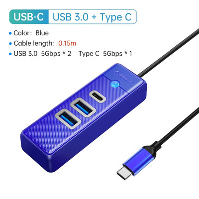 Splitter ORICO-Multi Type C, 4 porturi, HUB USB 3.0, 5 Gbps, de mare viteză, Adaptor OTG pentru PC, Accesorii pentru computer, Macbook Pro
