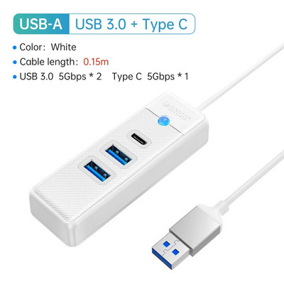 Splitter ORICO-Multi Type C, 4 porturi, HUB USB 3.0, 5 Gbps, de mare viteză, Adaptor OTG pentru PC, Accesorii pentru computer, Macbook Pro