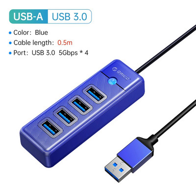 Splitter ORICO-Multi Type C, 4 porturi, HUB USB 3.0, 5 Gbps, de mare viteză, Adaptor OTG pentru PC, Accesorii pentru computer, Macbook Pro
