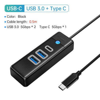 Splitter ORICO-Multi Type C, 4 porturi, HUB USB 3.0, 5 Gbps, de mare viteză, Adaptor OTG pentru PC, Accesorii pentru computer, Macbook Pro