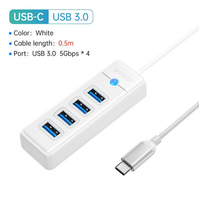 Splitter ORICO-Multi Type C, 4 porturi, HUB USB 3.0, 5 Gbps, de mare viteză, Adaptor OTG pentru PC, Accesorii pentru computer, Macbook Pro