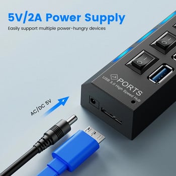 Usb Hub 3 0 Hub Usb Splitter Πολλές θύρες Multi Usb Hub 3.0 Hab Power Adapter Extensor Αξεσουάρ υπολογιστή διακόπτης usb για το σπίτι