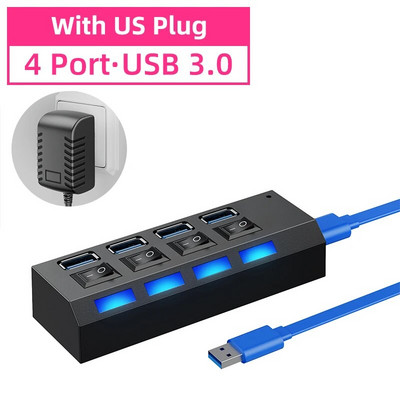 Usb Hub 3 0 Hub Usb Splitter Mai multe porturi Multi Usb Hub 3.0 Hab Adaptor de alimentare Extensor Accesorii pentru computer comutator usb Pentru Casa