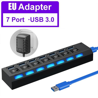 Usb Hub 3 0 Hub Usb Splitter Mai multe porturi Multi Usb Hub 3.0 Hab Adaptor de alimentare Extensor Accesorii pentru computer comutator usb Pentru Casa