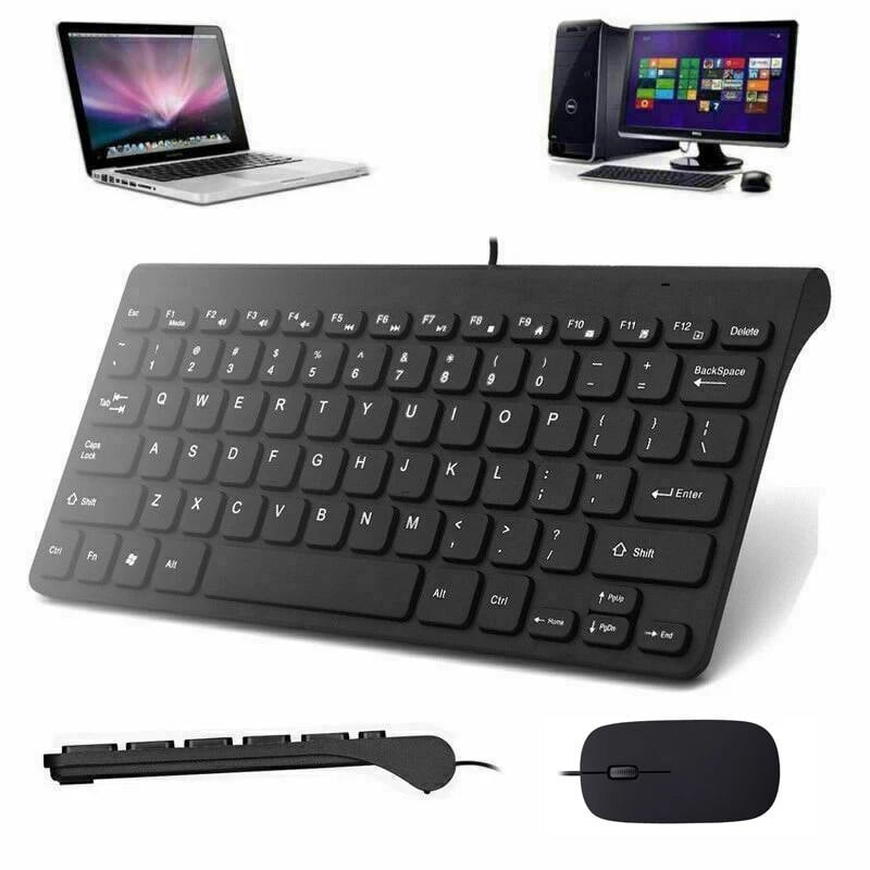 Izturīga īpaši plāna mini vadu tastatūra USB ūdensizturīga mājas biroja pele Tastatūras kombinētais komplekts personālajam galddatoram klēpjdatoram