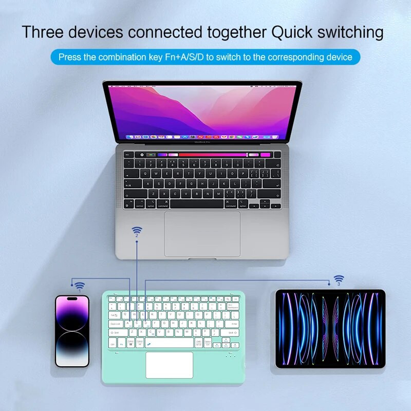 Puuteplaadiga klaviatuur iPadile Xiaomi Samsung HUAWEI Telefon Tahvelarvuti Sülearvutid Ultra Thin Wireless BT klaviatuur Android IOS Windowsi jaoks