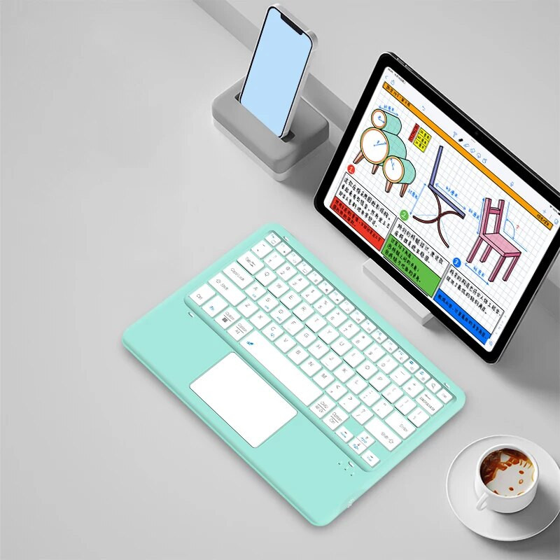 Puuteplaadiga klaviatuur iPadile Xiaomi Samsung HUAWEI Telefon Tahvelarvuti Sülearvutid Ultra Thin Wireless BT klaviatuur Android IOS Windowsi jaoks