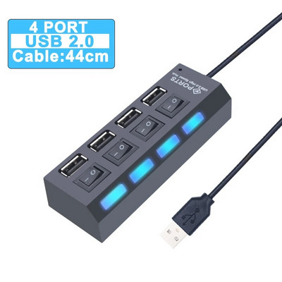 USB jaotur 3.0 jaotur USB 3 USB 2.0 mitme USB jaoturi toiteadapter 4/7 pordiga mitme laiendiga 2.0 arvutitarvikute lülitiga