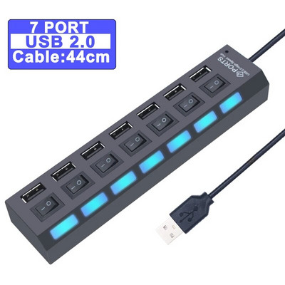 USB jaotur 3.0 jaotur USB 3 USB 2.0 mitme USB jaoturi toiteadapter 4/7 pordiga mitme laiendiga 2.0 arvutitarvikute lülitiga