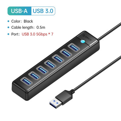 ORICO USB 3.0 HUB 7 θυρών Splitter High-Speed κιβώτιο ταχυτήτων Τύπος C HUB φορητός υπολογιστής Επέκταση Αξεσουάρ υπολογιστή υπολογιστή