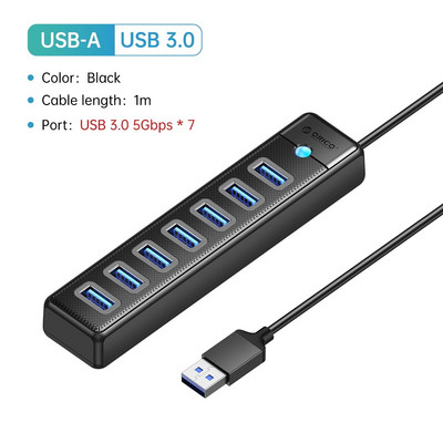 ORICO USB 3.0 HUB 7 θυρών Splitter High-Speed κιβώτιο ταχυτήτων Τύπος C HUB φορητός υπολογιστής Επέκταση Αξεσουάρ υπολογιστή υπολογιστή