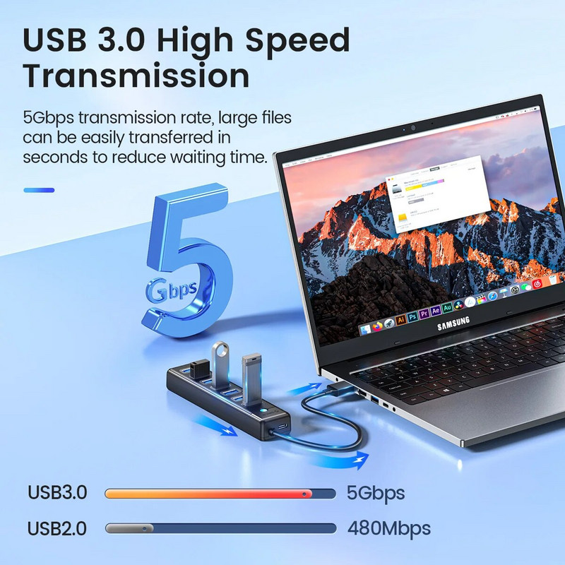 ORICO USB 3.0 HUB 7 θυρών Splitter High-Speed κιβώτιο ταχυτήτων Τύπος C HUB φορητός υπολογιστής Επέκταση Αξεσουάρ υπολογιστή υπολογιστή