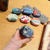 Θήκη ακουστικών Ins Fashion Retro Oil Painting Flowers για Προστατευτικό κάλυμμα ακουστικών Redmi Buds 4 Lite Hard Frosted