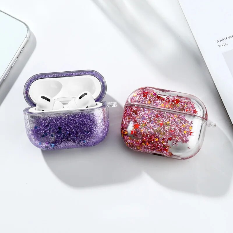 Θήκη ακουστικών Glitter Liquid Quicksand για σκληρά ακουστικά για Apple Airpod Pro 2 3 1 γενιάς Κάλυμμα ακουστικών για Αξεσουάρ Air Pods Pro2