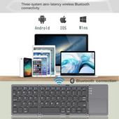 Ασύρματο Bluetooth Mini Υποστήριξη πληκτρολογίου για κινητά τηλέφωνα Πτυσσόμενα και επαναφορτιζόμενα με επιφάνεια αφής