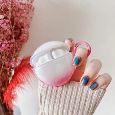 Pakāpeniski krāsains korpuss oppo Enco Air2i korpusam Caurspīdīgs TPU silikona austiņu vāciņš ar atslēgu piekariņu OPPO Enco buds 2 maciņam