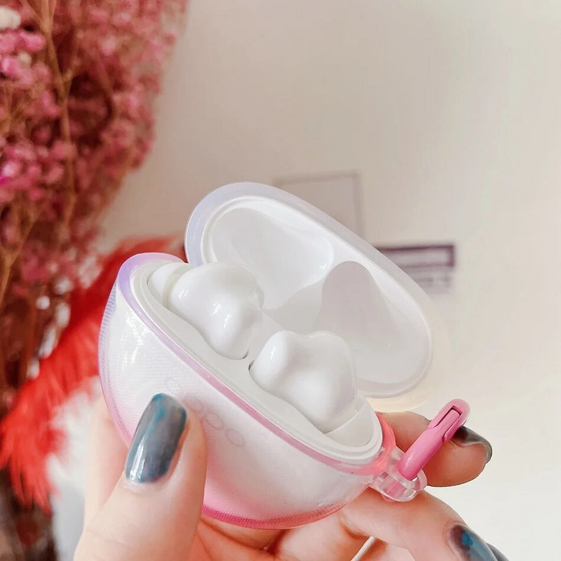 Pakāpeniski krāsains korpuss oppo Enco Air2i korpusam Caurspīdīgs TPU silikona austiņu vāciņš ar atslēgu piekariņu OPPO Enco buds 2 maciņam