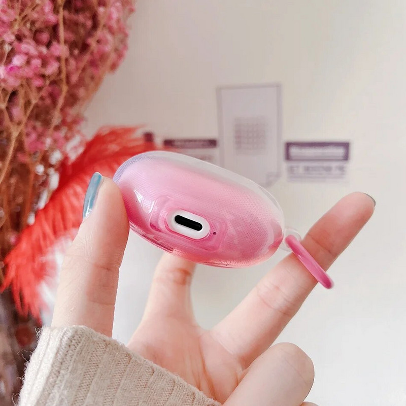 Pakāpeniski krāsains korpuss oppo Enco Air2i korpusam Caurspīdīgs TPU silikona austiņu vāciņš ar atslēgu piekariņu OPPO Enco buds 2 maciņam