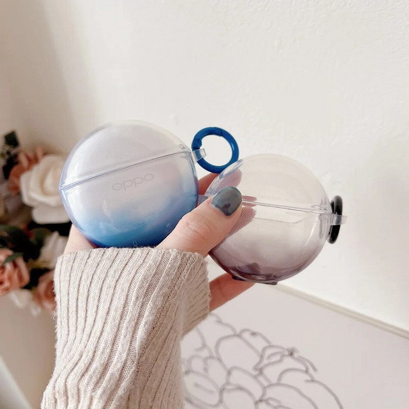 Pakāpeniski krāsains korpuss oppo Enco Air2i korpusam Caurspīdīgs TPU silikona austiņu vāciņš ar atslēgu piekariņu OPPO Enco buds 2 maciņam