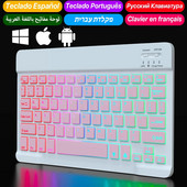 Tastatură portabilă ultra-subțire de 10 inchi cu iluminare din spate Bluetooth pentru dispozitivul Samsung Huawei Apple, reîncărcabilă fără fir, Teclado RGB Color
