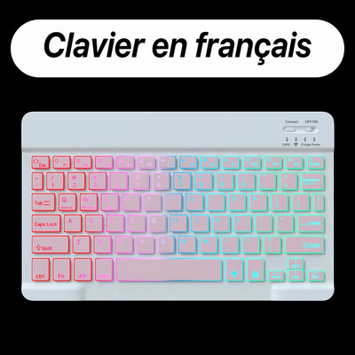 Tastatură portabilă ultra-subțire de 10 inchi cu iluminare din spate Bluetooth pentru dispozitivul Samsung Huawei Apple, reîncărcabilă fără fir, Teclado RGB Color