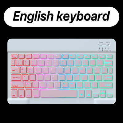 Tastatură portabilă ultra-subțire de 10 inchi cu iluminare din spate Bluetooth pentru dispozitivul Samsung Huawei Apple, reîncărcabilă fără fir, Teclado RGB Color