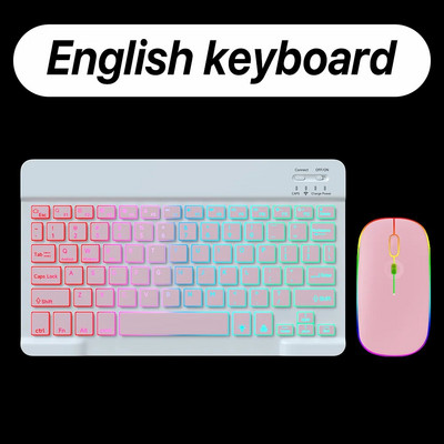 Tastatură portabilă ultra-subțire de 10 inchi cu iluminare din spate Bluetooth pentru dispozitivul Samsung Huawei Apple, reîncărcabilă fără fir, Teclado RGB Color