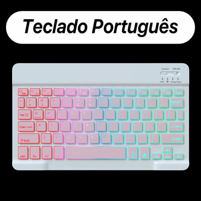 Tastatură portabilă ultra-subțire de 10 inchi cu iluminare din spate Bluetooth pentru dispozitivul Samsung Huawei Apple, reîncărcabilă fără fir, Teclado RGB Color