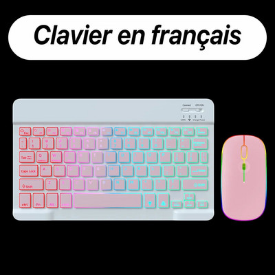 Tastatură portabilă ultra-subțire de 10 inchi cu iluminare din spate Bluetooth pentru dispozitivul Samsung Huawei Apple, reîncărcabilă fără fir, Teclado RGB Color