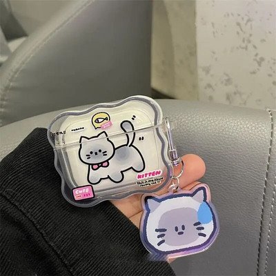 Husă drăguță din TPU cu pisică de desene animate pentru Apple Airpods 1 2 3 Husă pentru căști Coque Soft Wave din silicon pentru Airpods Pro 2nd Cover Earpods