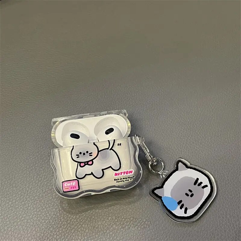 Armas Cartoon Cat TPU ümbris Apple Airpods 1 2 3 kõrvaklappide Coque Soft Wave silikoon Funda jaoks Airpods Pro 2. kaanega kõrvaklappide ümbris
