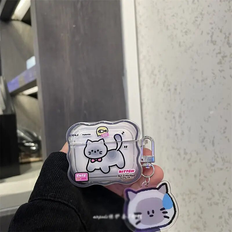 Armas Cartoon Cat TPU ümbris Apple Airpods 1 2 3 kõrvaklappide Coque Soft Wave silikoon Funda jaoks Airpods Pro 2. kaanega kõrvaklappide ümbris