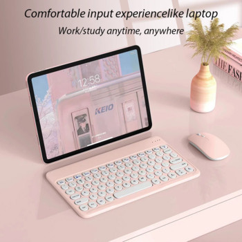 Акумулаторна безжична клавиатура и мишка за Apple Huawei Xiaomi Samsung Bluetooth-съвместим преносим таблет Teclado 10 инча