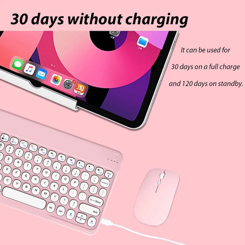 Įkraunama belaidė klaviatūra ir pelė Apple Huawei Xiaomi Samsung su Bluetooth suderinama nešiojama planšetė Teclado 10 colių