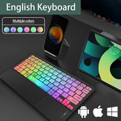 Tastatură și mouse cu iluminare de fundal fără fir cu touchpad pentru tabletă ultra-subțire reîncărcabilă Apple Huawei Samsung Xiaomi Teclado