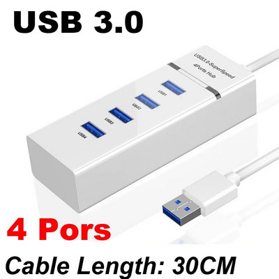 USB 3.0 4/7 Θύρες Hub Splitter Adapter Μήκος καλωδίου 30/120cm για επιτραπέζιο υπολογιστή Mac Ποντίκι πληκτρολογίου φορητού υπολογιστή 2TB Κινητό Σκληρός δίσκος